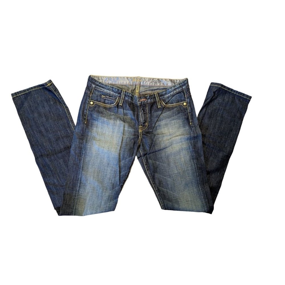 Marciano Women's Dark Blue Mish Mash Medium Wash Straight Leg Jeans Size 31
